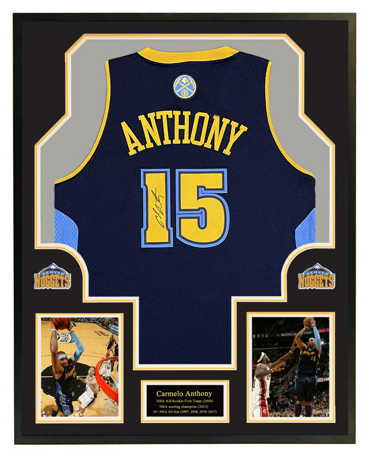 甜瓜 卡梅隆安东尼签名球衣 掘金15号 裱框 带证书 珍藏