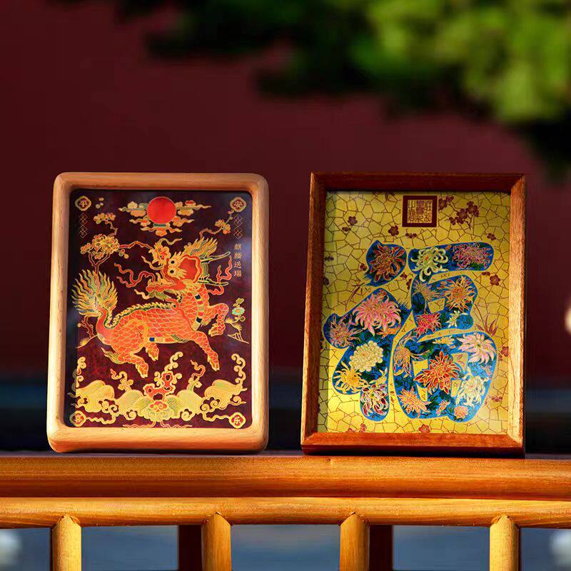 故宫紫禁城桌屏黄铜雕刻摆件 朱炳仁铜器书房办公室桌面装饰画