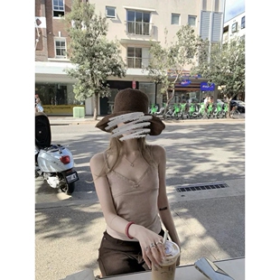 双层吊带 001 米白色 6042 0322 粉色花边吊带上衣 蘑糯糯