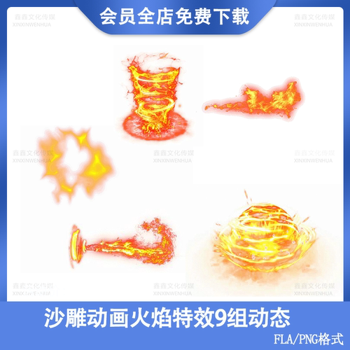 AN沙雕动画修仙素材火焰特效冲击波燃烧爆炸动态技能PNG序列帧