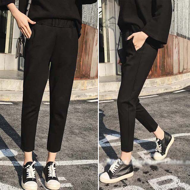 特大码女裤胖mm潮显瘦九分裤 200斤小脚西装裤加肥加大宽松哈伦裤