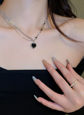 辣妹标配！个性百搭！黑色项链气质名媛锁骨链女高级感不掉色