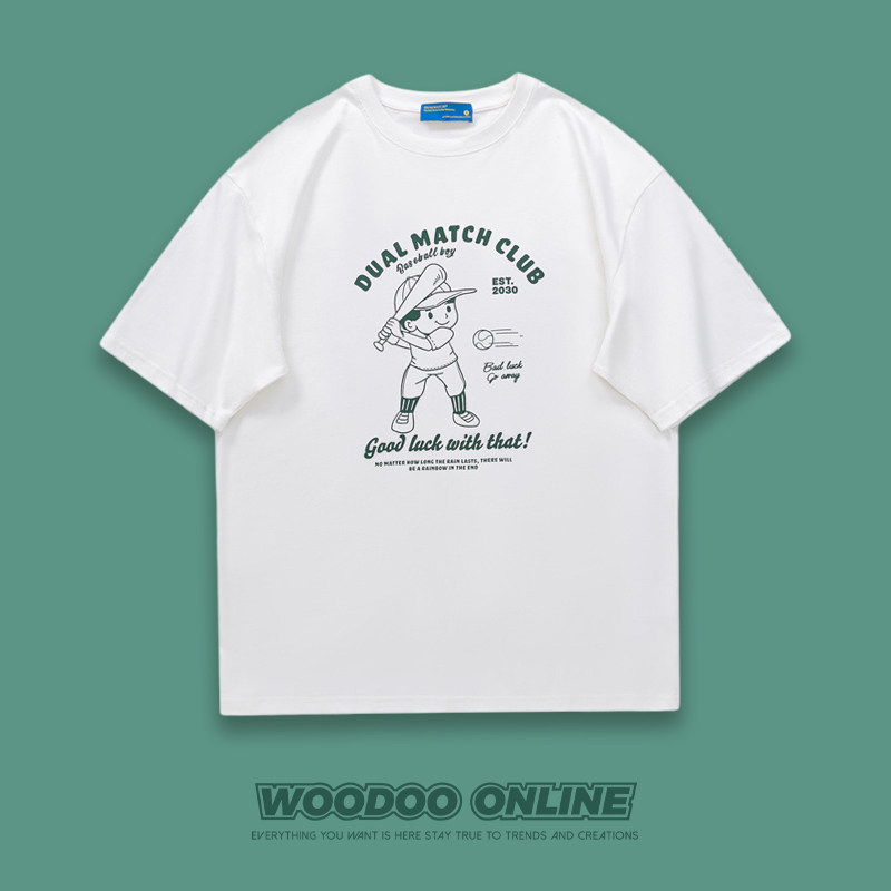 棒球出击 woodoo 设计师品牌 日系字母创意图案 男女t恤