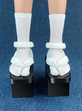 外贸日式草屐软底原单高跟人字拖鬼灭之刃cos鞋堕姬cosplay鞋木屐