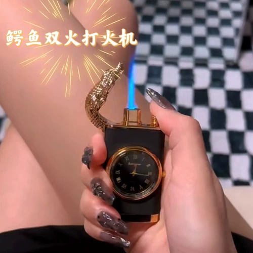 Ветрозащитная высококачественная неоновая зажигалка, универсальный циферблат для друга, популярно в интернете, крокодил