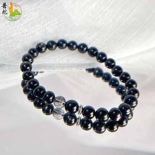 天然古埃及金运石十字星光手串女款蕾丝黑发晶手链男招财转运礼物