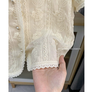 202显5瘦遮肉气质法式 大码 新款 胖mm夏季 蕾丝绣花复古洋气上衣 女装