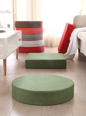 日式棉麻蒲团坐垫飘窗打坐禅修静坐垫加厚圆形简约地板榻榻米坐垫