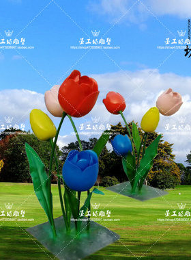 定制大型不锈钢玻璃钢花朵荷花牡丹花雕塑广场公园景观装饰品摆i.