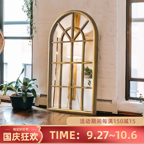 北欧窗户镜铁艺客厅创意假窗装饰镜试衣镜