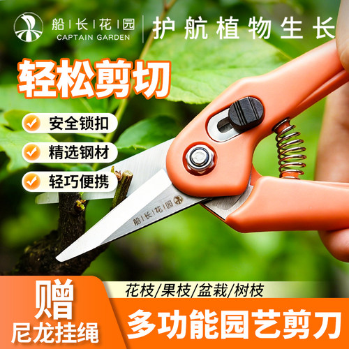 不锈钢修枝剪刀园艺采摘直口剪