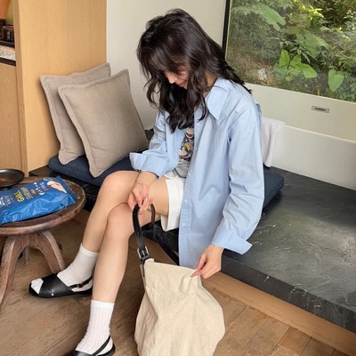 BF风宽松女衬衫简约宽松长袖