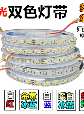 黄蓝红白暖光24v双色灯带车装饰
