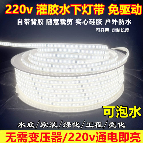 220v自粘灌胶水底灯带无需变压器