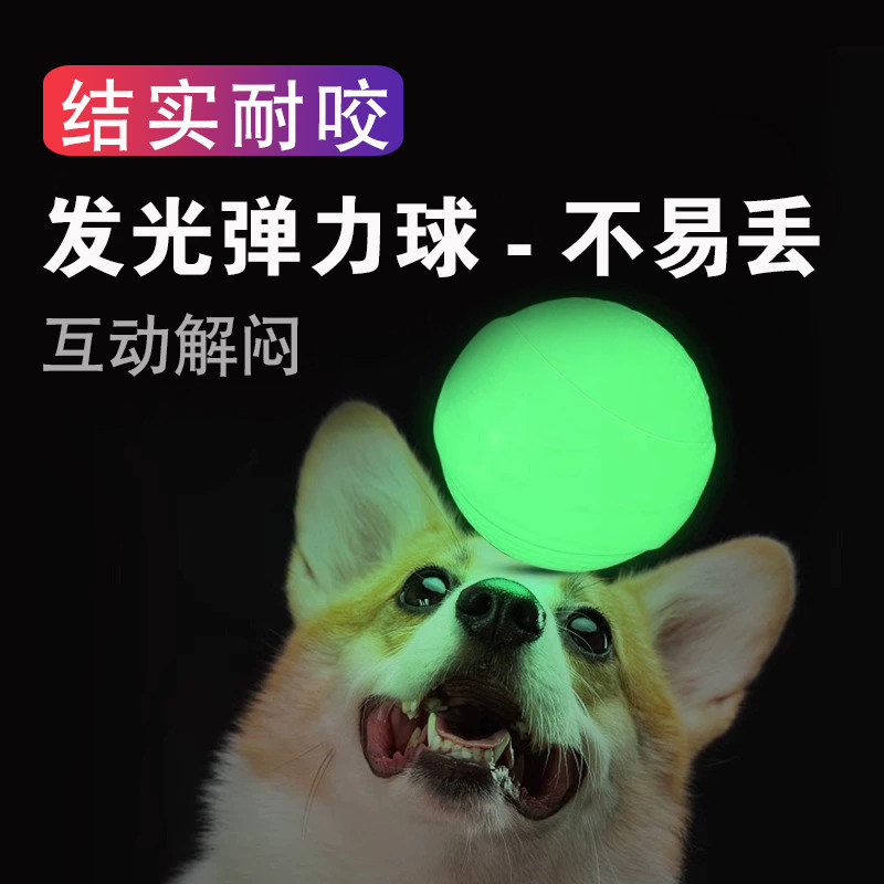 狗狗夜光弹力球实心发光橡胶球图片