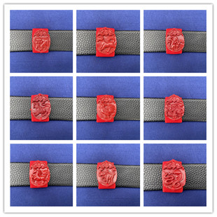 男女通用朱砂平安扣十二生肖马年腰带朱砂玉佩腰带貔貅皮套圈环扣