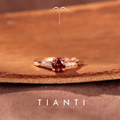 天然红石榴石宝石戒指星辰S925纯银镀18K金简约通勤款 送女友礼物