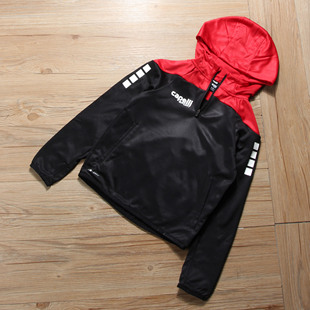 外贸出口男童外套春秋装新款中大童丝光绒色块上衣男孩运动绒衫