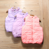 开衫 外贸出口女童背心秋冬装 高领无袖 中小童加厚棉马甲韩版 新款