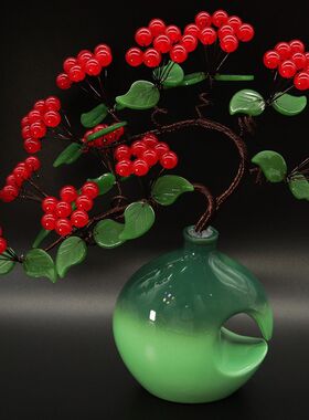 黄玉髓红水晶发财摇钱树小摆件客厅餐桌酒柜玄关婚房床头饰品包邮