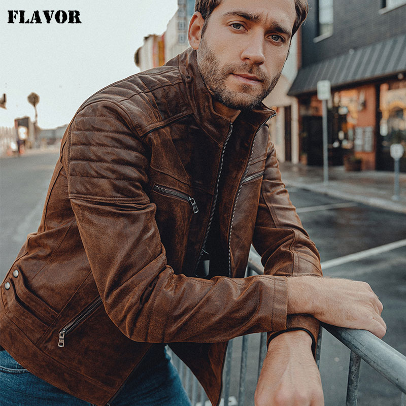 秋冬新款真皮皮衣多拉链立领