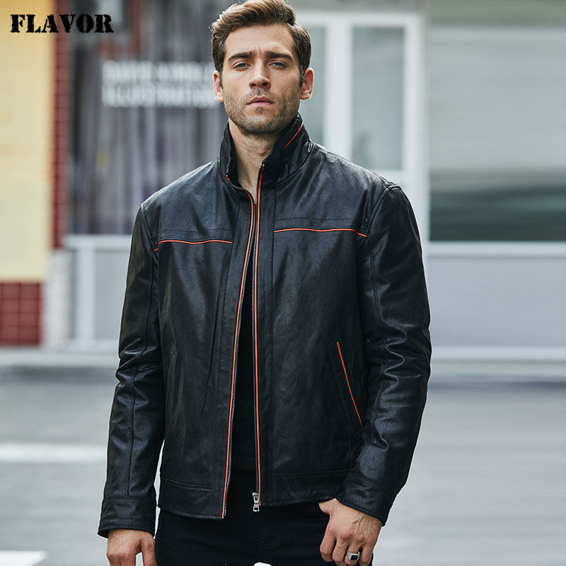 春秋新款真皮皮衣男美式立领短款猪皮男皮夹克复古欧美皮衣外套