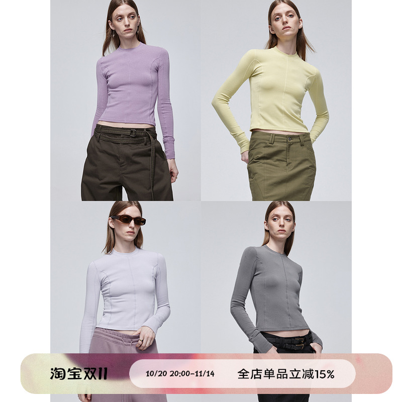 打底女款紧身长袖圆领