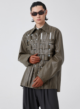 Simple Project*Braided Shirt 不对称皮质编织衬衫
