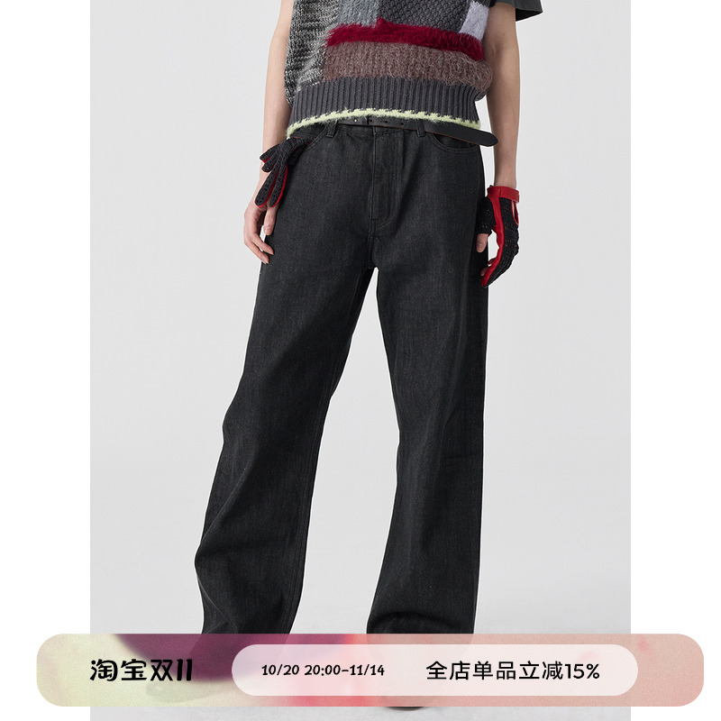 原色直筒牛仔裤阔腿裤