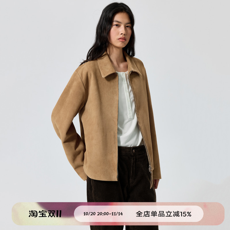 绵羊皮双拉链夹克外套