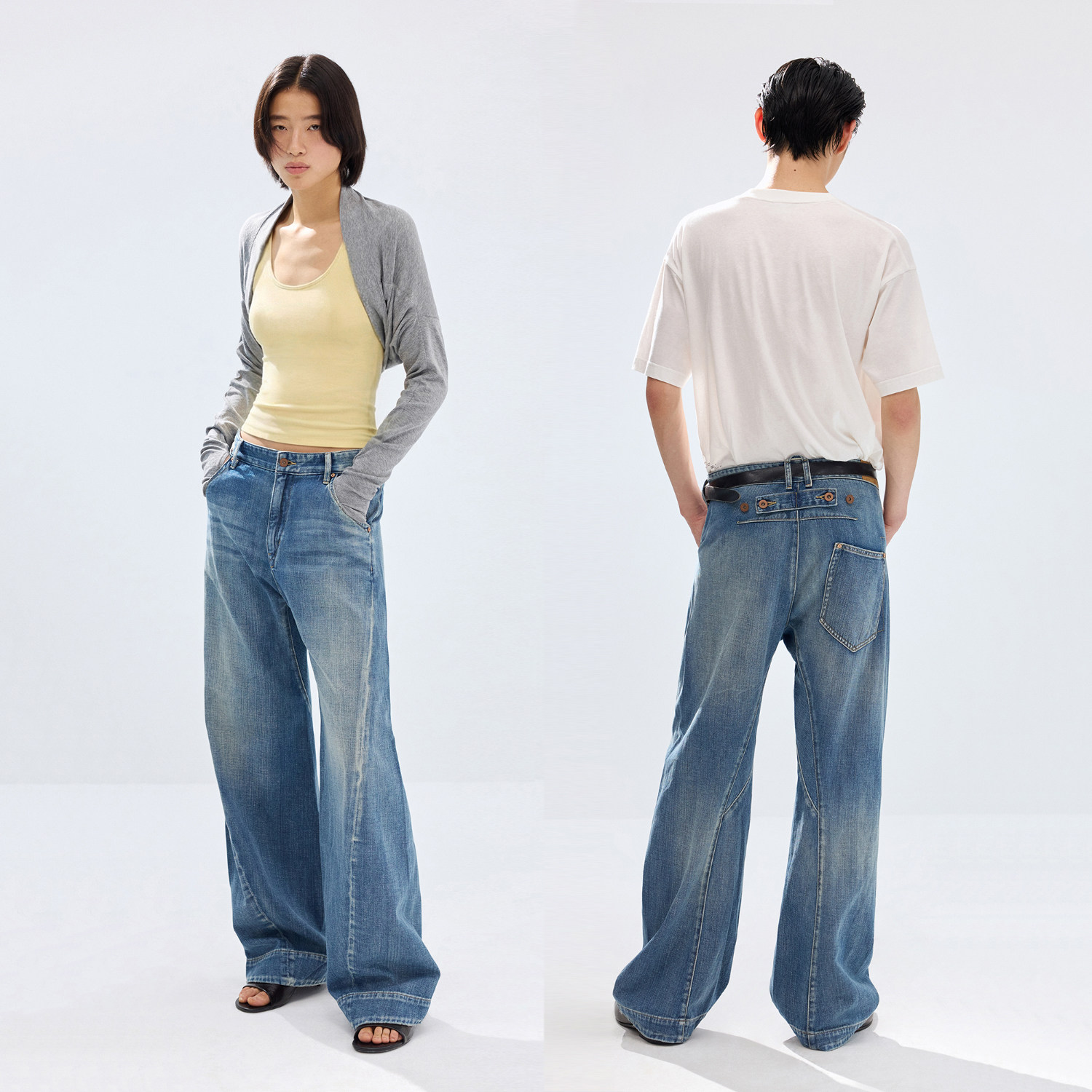 Simple Project*Engineered Jeans 立体剪裁水洗苎麻牛仔裤