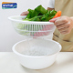 安买白色双层圆形沥水篮加厚菜筛圆形洗水果盆蔬菜食品级