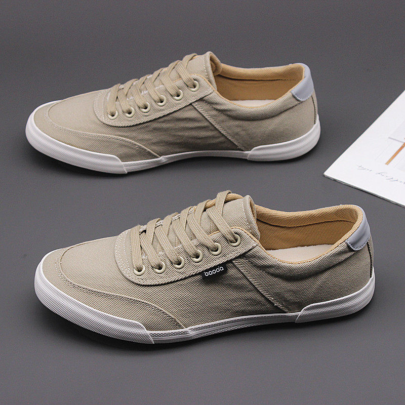 帆布鞋男2025春夏新款潮流百搭休闲鞋男士低帮平底系带透气男鞋子