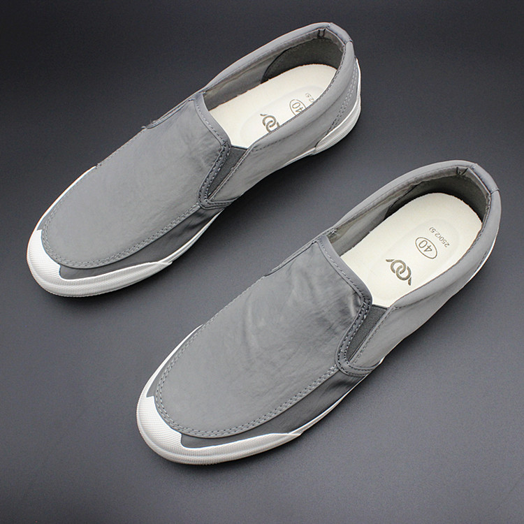 2019春夏新款男士一脚蹬透气布鞋时尚青年休闲板鞋软底百搭帆布鞋