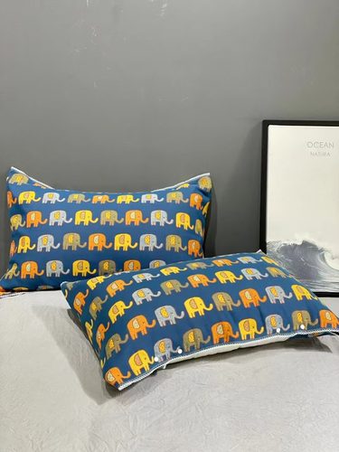 油画风色织半包枕套全棉枕套一对