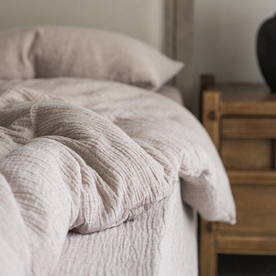 氛围感十足|素净高级加厚双层纱四件套棉麻透气吸汗蓬松柔软亲肤