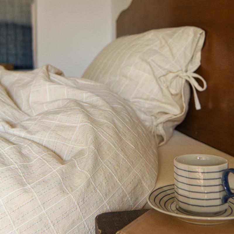 日式简约全棉色织四件套