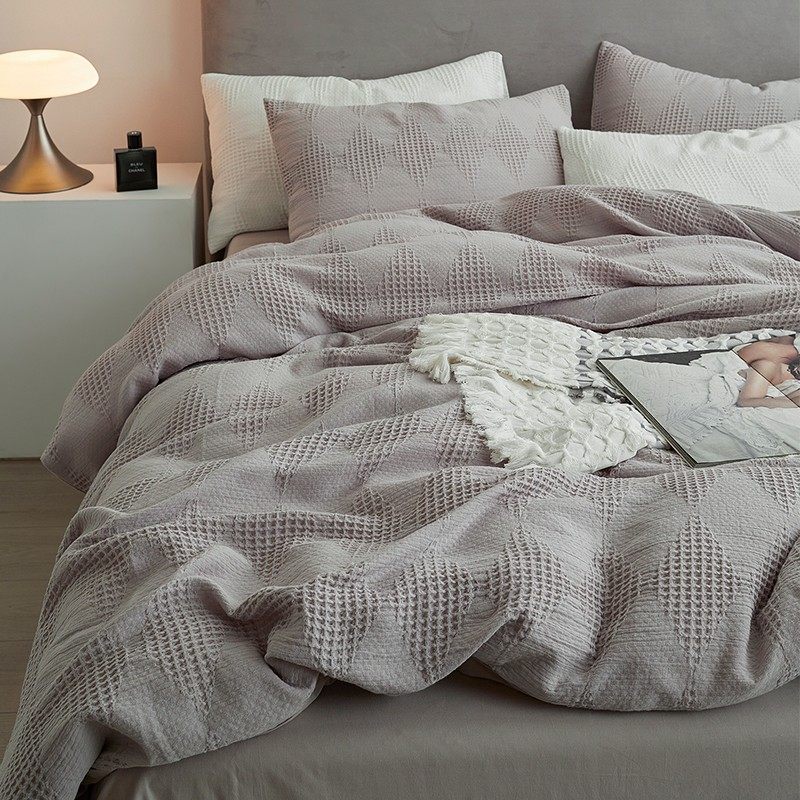 柔软纯棉华夫格轻奢北欧风四季用