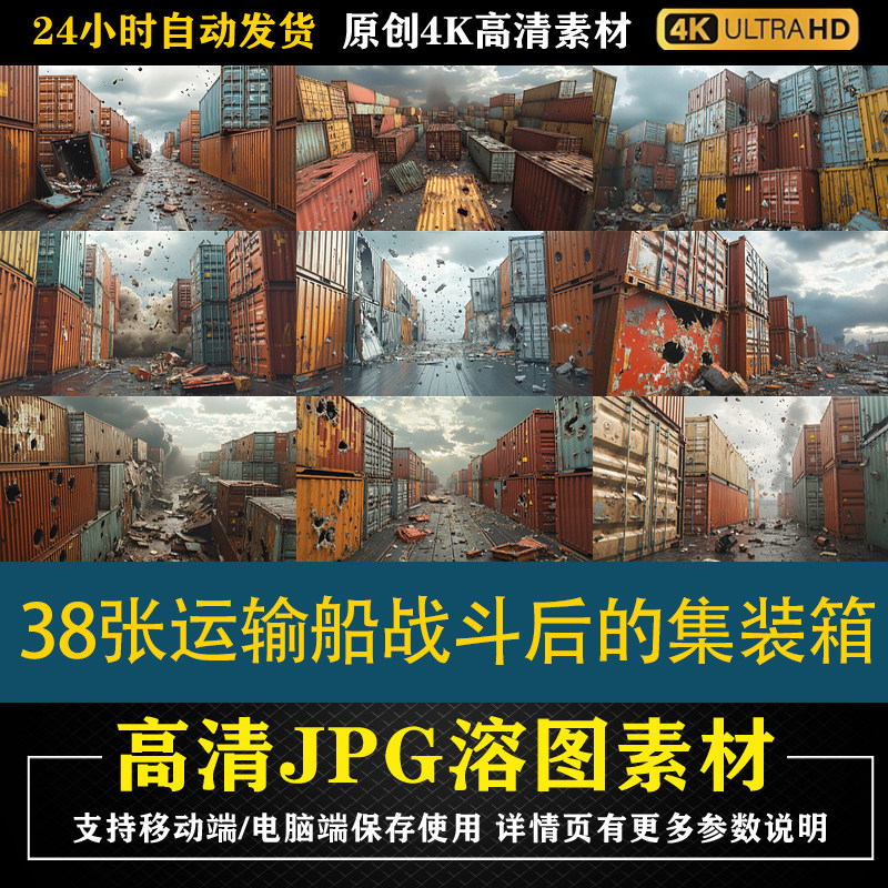 284.38张运输船战斗后的集装箱cos特效合成后期修图背景素材PS图片