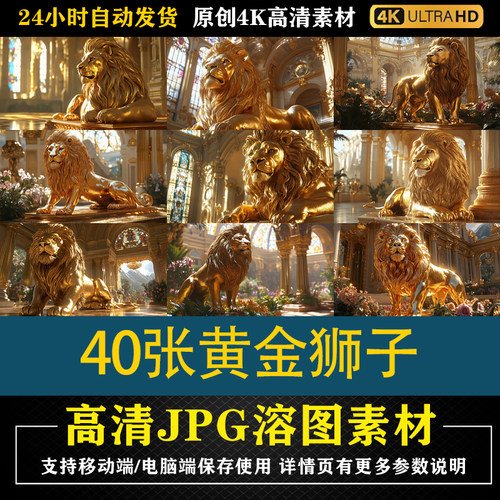 172.40张黄金狮子cos特效合成影楼后期修图背景素材PS电商底图