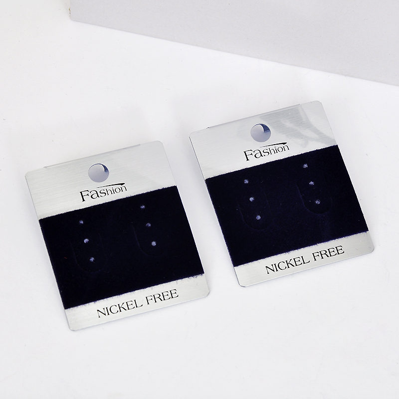 银丝绒布pvc材质4.2*5cm款式弯钩可挂银卡板纸片定制首饰卡100张