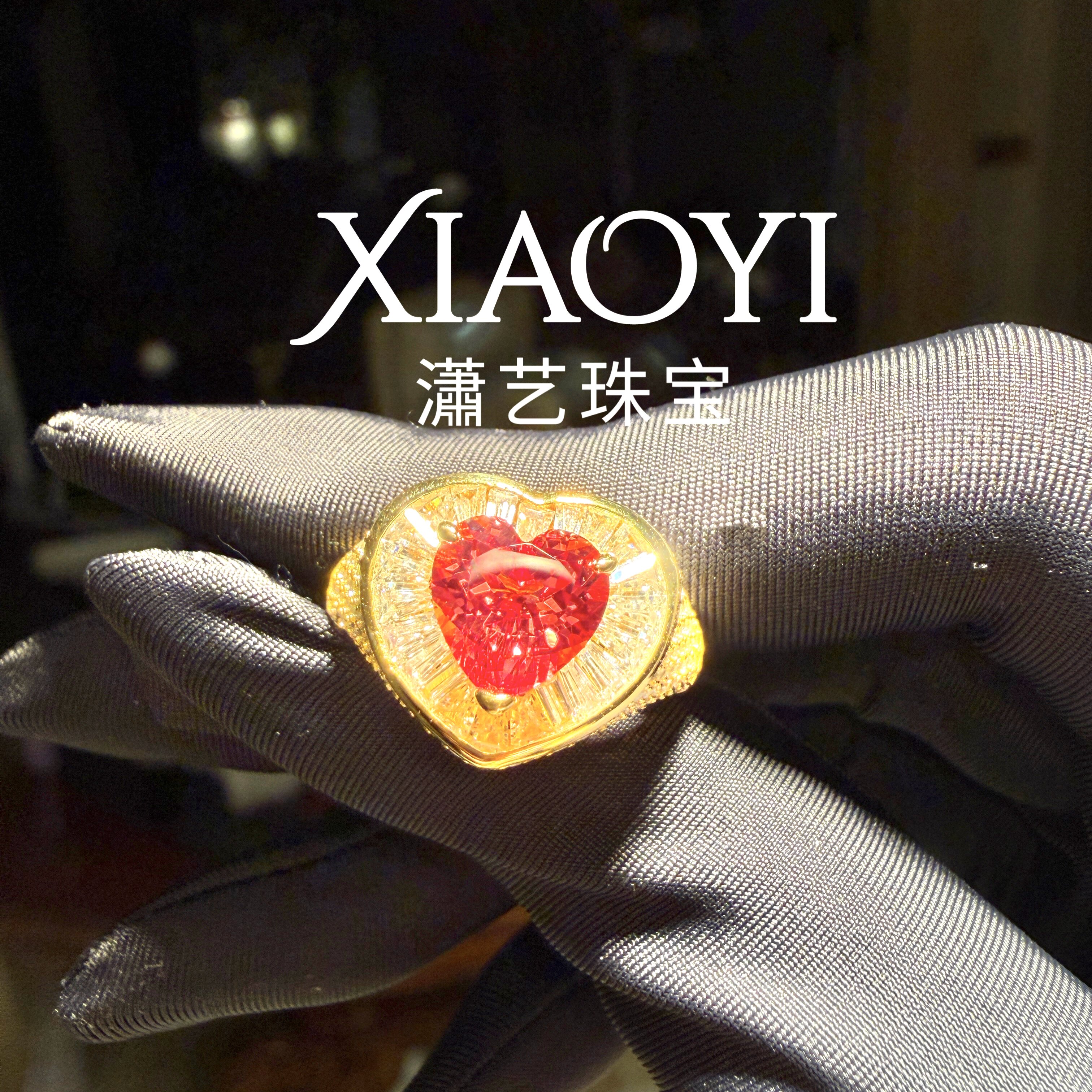 老钱风定制爱心培育黄蓝宝戒指重工925银