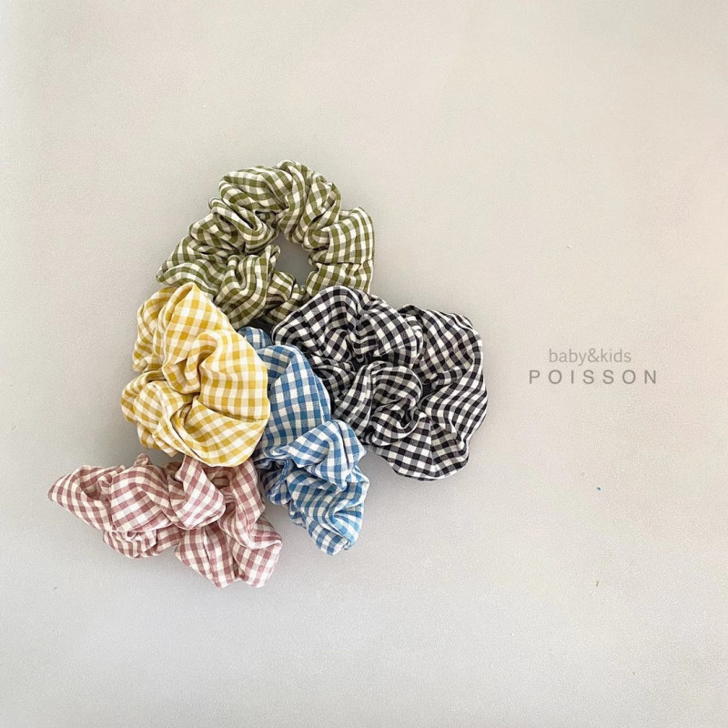 韩国poisson正品女童复古系列格子布头饰发绳发饰
