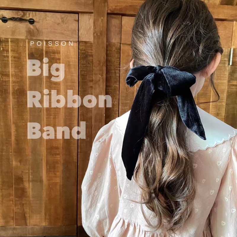 现货 韩国poisson正品儿童女童气质款丝绒大蝴蝶结发圈发饰头饰