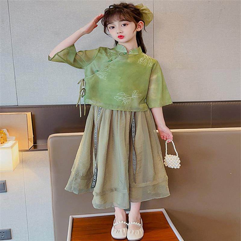 女童夏季汉服2026新款中国风复古唐装大童夏装薄款连衣裙古风裙子图片
