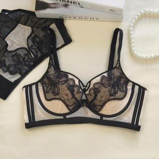 花卉蕾丝轻薄透气上托提拉聚拢大胸显小文胸套装 正品 轻奢精致时尚