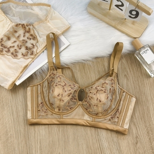 聚拢防下垂性感蕾丝花边美胸带文胸套装 正品 内衣女大胸显小超薄款
