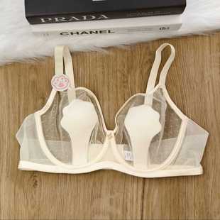 正品超薄小猫爪杯内衣网纱透气大胸显小调整型杯防凸点软钢圈文胸