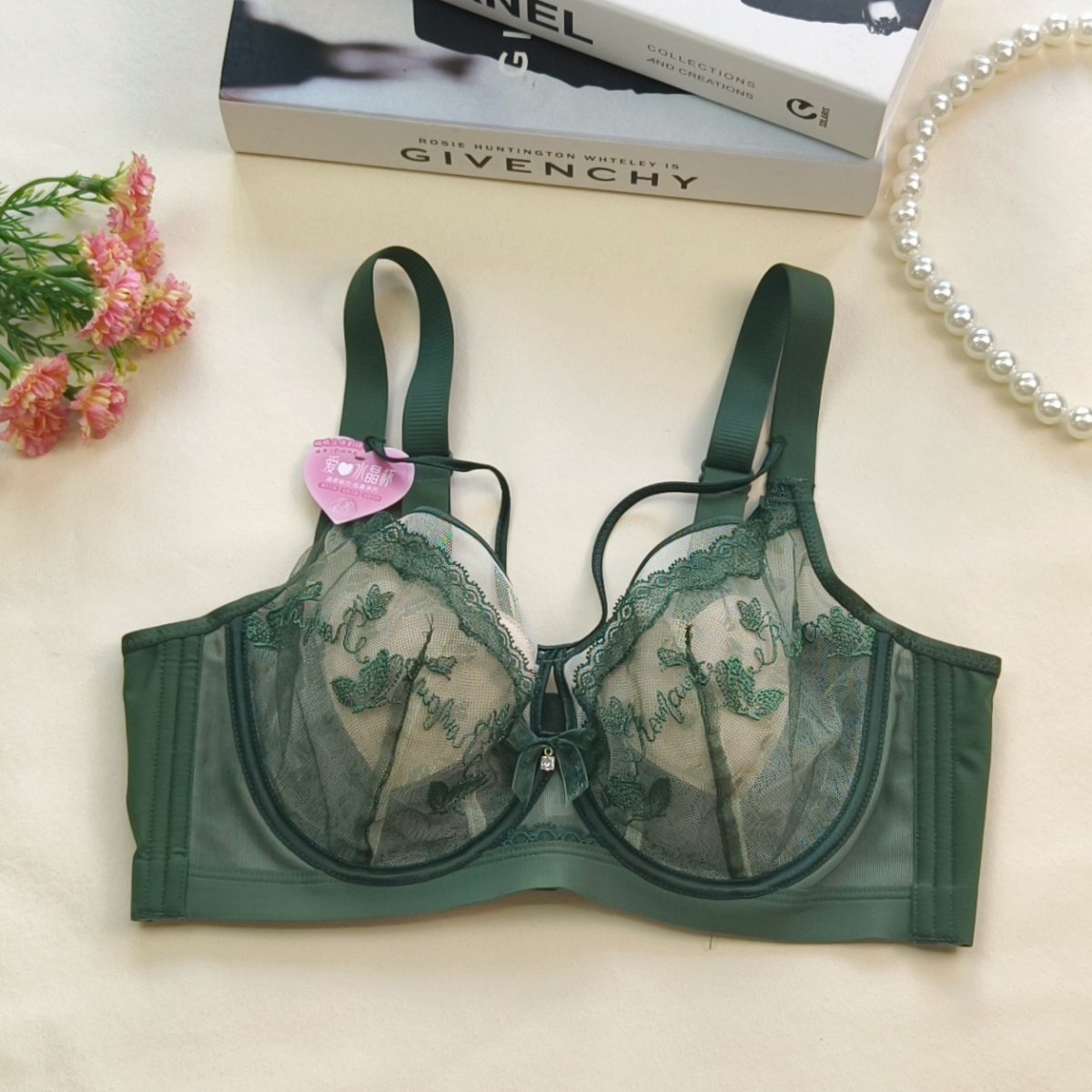 超薄水晶透气大胸显小文胸罩内衣