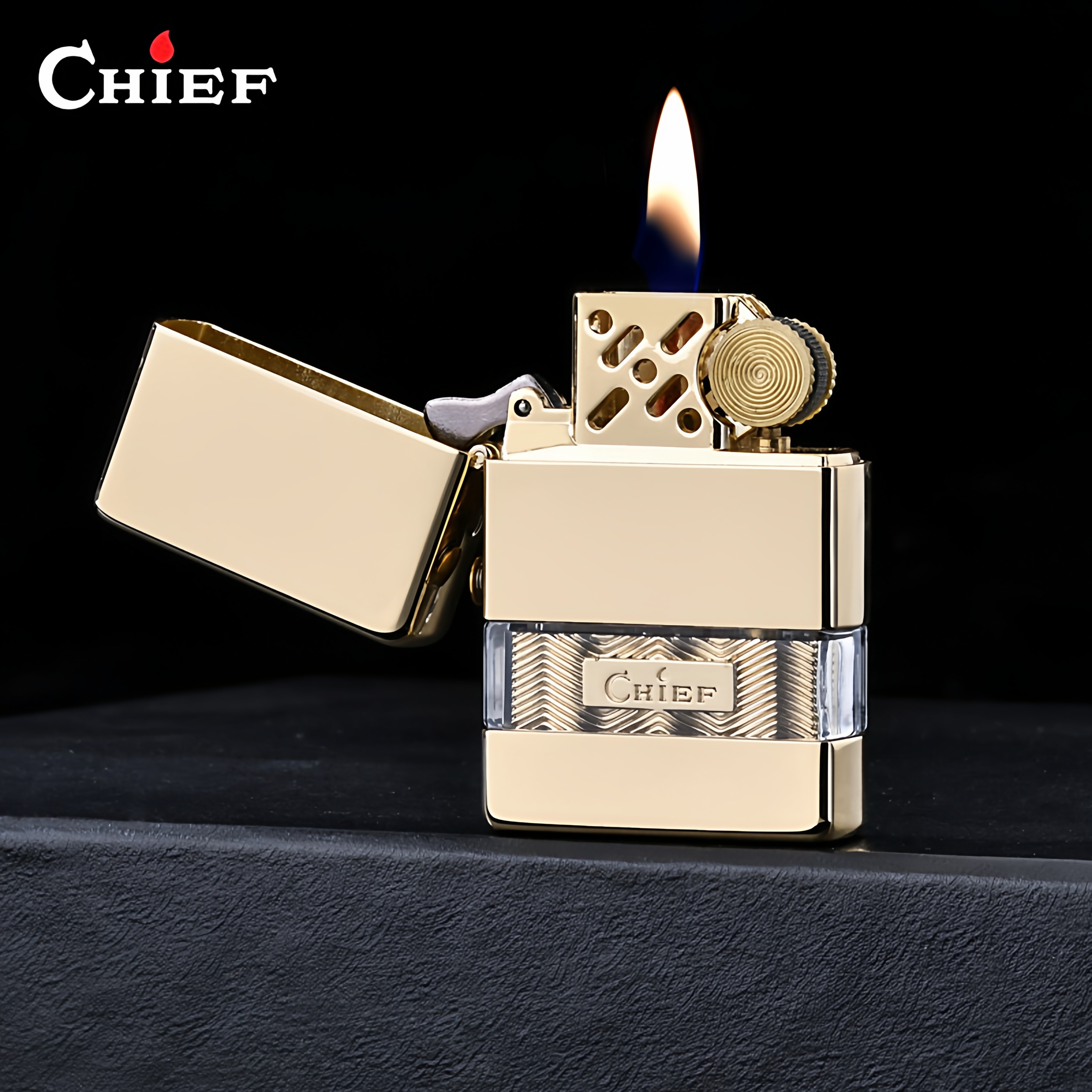 2026年首领纯铜五代透明油仓煤油打火机超长待机防风打火机送礼物